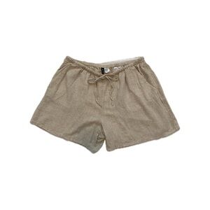 Linen beige shorts with drawstring waist